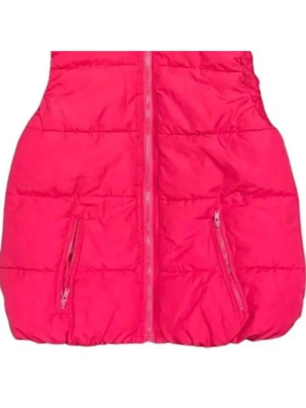 Justice Youth Girls 14 Pink Puffer Vest Faux Fur Lined Full Zip Removable Hoodie